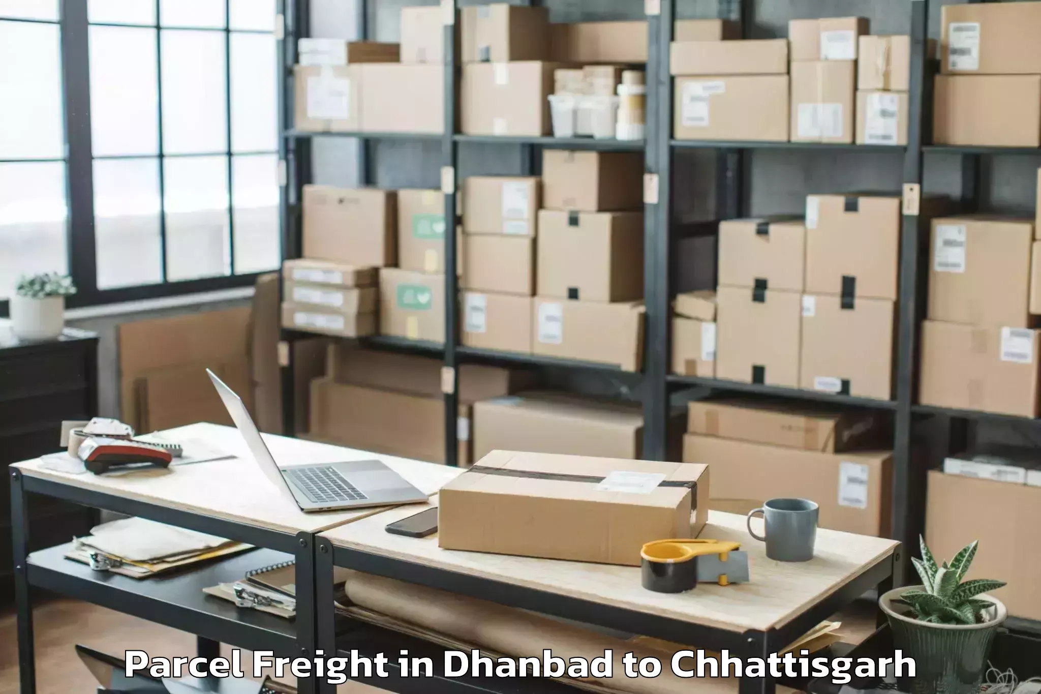 Book Dhanbad to Bishrampur Parcel Freight Online